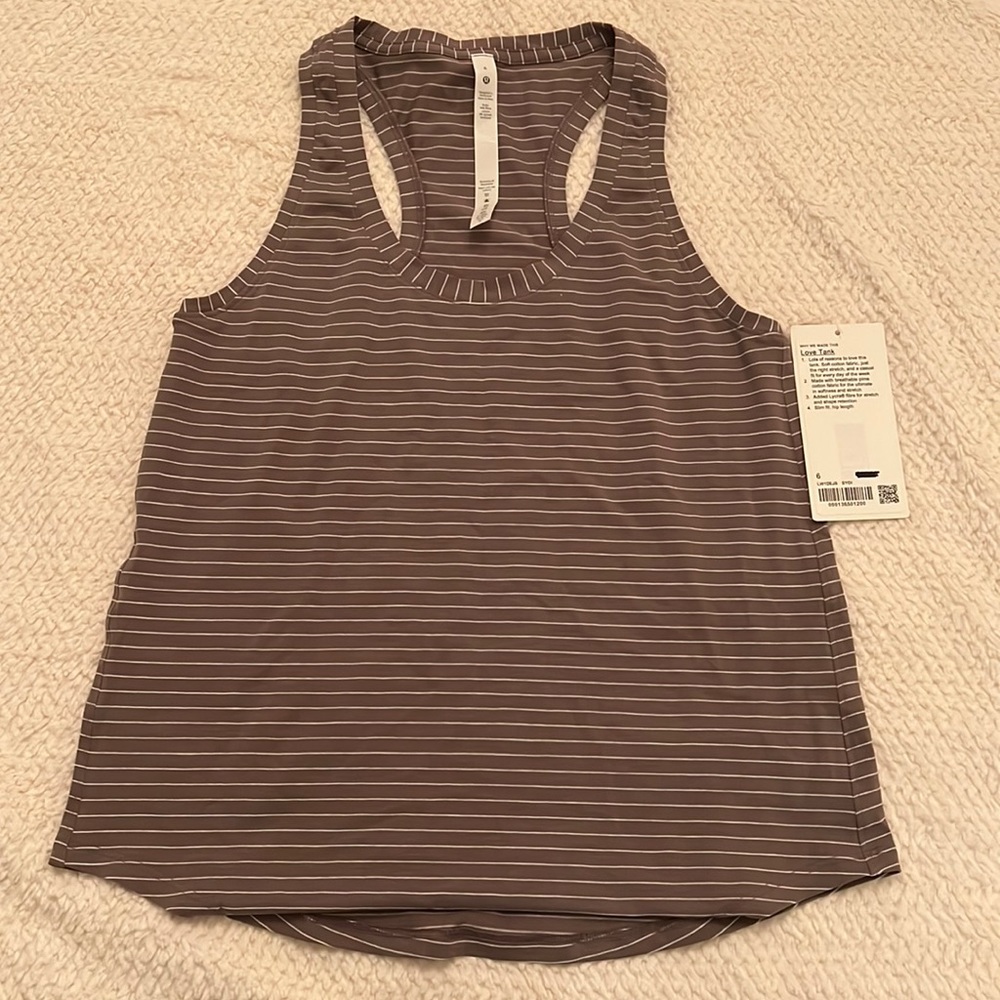 Lululemon Love Tank, NWT, Size 6, Color- Sychronise Stripe Lunar Rock.